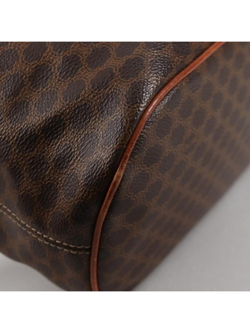 Authentic CELINE Macadam Canvas Shoulder Bag PVC Leather Brown Gold - Picture 6 of 16